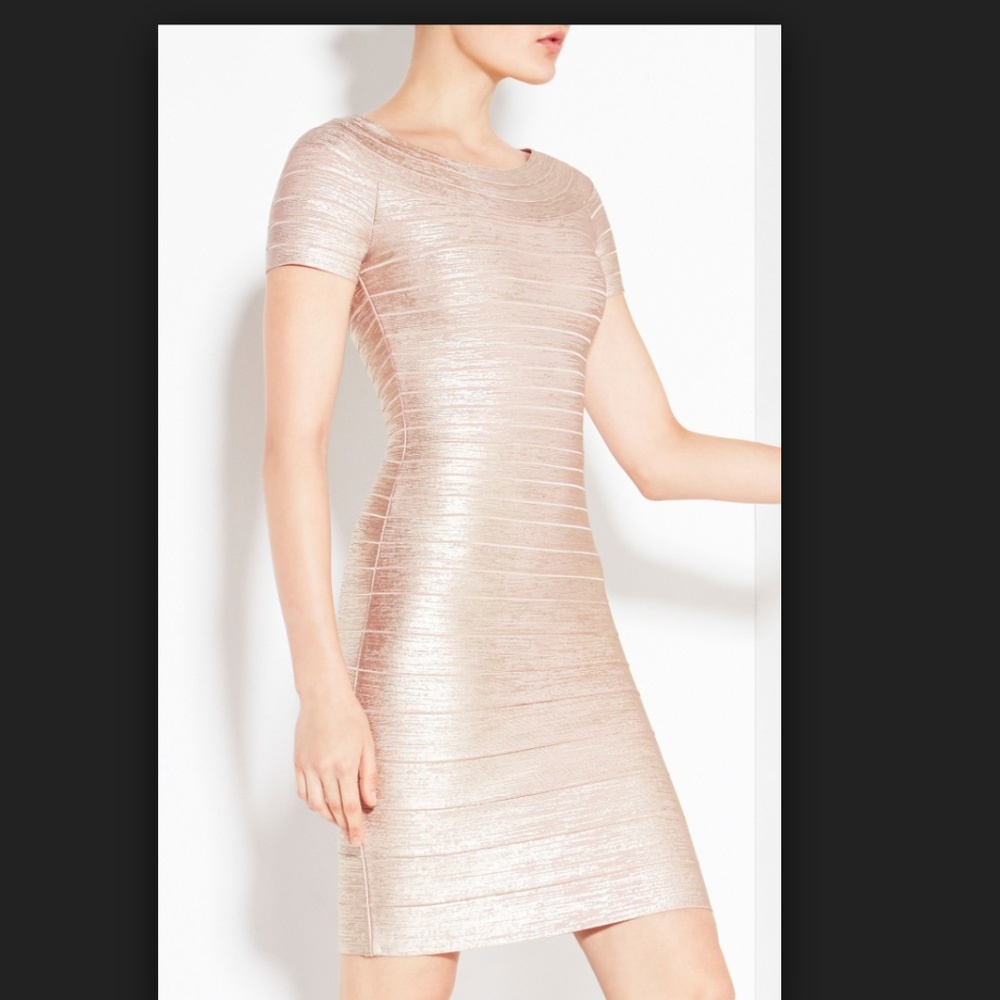 *** Stunning Herve Leger Carmen Rose Gold Dress***